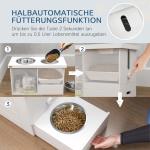 Hundskål Matbar Förhöjd Vit av Rostfritt Stål och Plast för Stora Hundar Justerbar Foderskål med Förvaring 2-i-1