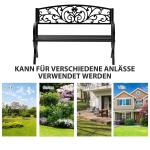 Trädgårdsbänk Parkbänk Svart Metall för Trädgård Terrass och Balkong 2-Sits Väderbeständig och Robust 127 X 60 X 85 Cm