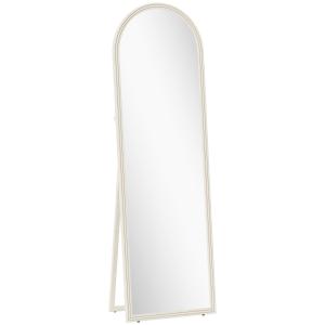 Fristående och Väggmonterad Hellängdsspegel med Välvd Ram, Vit, 50x160 cm