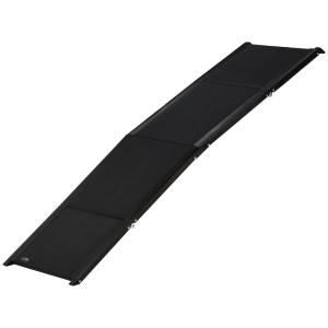 Hopfällbar Hundramp i Aluminium, Halkfri Bilramp för Hundar, Skonar Leder vid In- och Urstigning, Silver/Svart, 158 x 43,5 cm