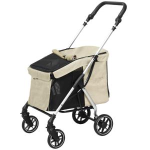 Hundvagn Husdjursvagn Lättvikt Khaki av Aluminium och Tyg för Hundar och Katter Hopfällbar Vagn 10 kg