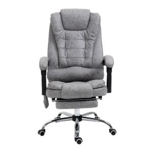 Kontorsstol med Massagefunktion, Ergonomisk Skrivbordsstol med Ligg- och Värmefunktion, Fjärrkontroll, Grå