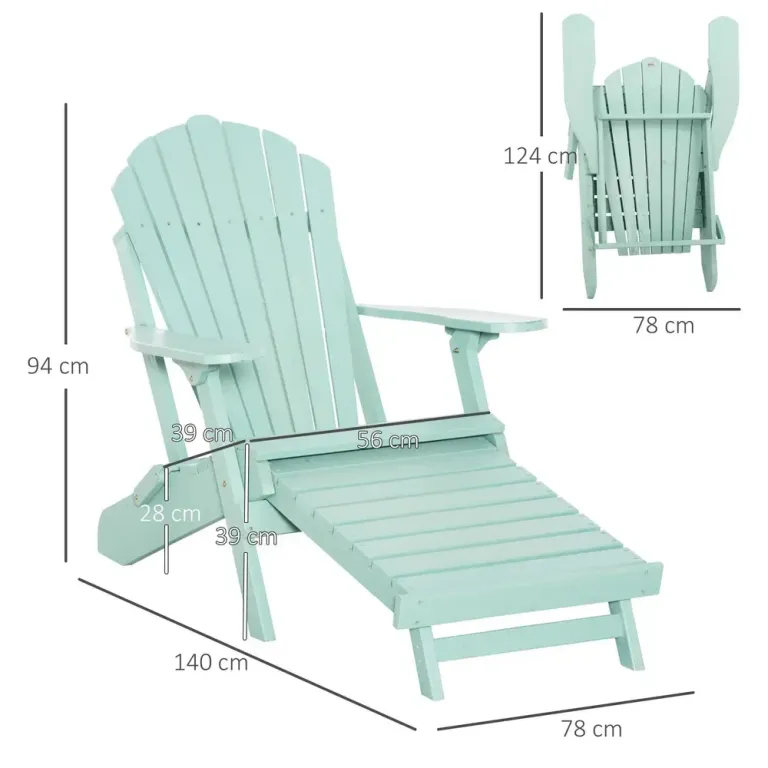 Solsäng Solstol Hopfällbar Adirondackstol i Furu 78 x 140 x