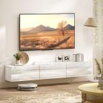 TV-Bänk Väggmonterad Vit Spånskiva för Vardagsrum Svävande Mediamöbel med 3 Lådor Modern Design och Platsbesparande 180 cm