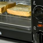 Miniugn Elektrisk Ugn Svart av Metall för Kök Liten Ugn med Timer och Bakplåt 10 l 750 W 36,5 x 26 x 22 cm