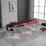 Hopfällbar Massagebänk i Aluminium, Höj- och Sänkbar Behandlingsbänk med Nackstöd, Portabel Bänk för Massage och Skönhet, Svart/Vit, 215 x 60 cm