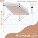Klämmarkis för Balkong och Terrass Höjdjusterbart Solskydd utan Borrning Aluminium Krämvit 200 X 150 Cm