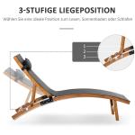 Justerbar Solstol med Dyna, Bekväm Trädgårdsstol med Ryggstöd, Väderbeständig Utemöbel för Avkoppling, Svart, 182 x 64 x 71 cm