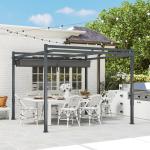 Pergola Trädgårdspaviljong med Skjuttak Grå av Aluminium för Trädgård och Uteplats Stabilt Vintertätt Solskydd 3,5 x 3 m