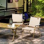 Campingstol Trädgårdsstolar Set med 2 Hopfällbar Khaki av Oxford Tyg och Stål för Pool och Strand Trälook Stol