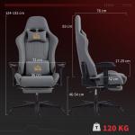 Ergonomisk Gaming Kontorsstol med 3D-armstöd, Justerbar med Svankstöd, Grå