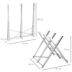 Sågbock Stabil Silver Metall för Brännved och Skogsarbete Hopfällbar Konstruktion för Vedhantering och Sågning 83 x 83 x 79 cm