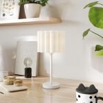 Bordslampa i Retrostil, Sänglampa med Plastskärm och Knappbrytare, Vit