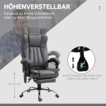 Kontorsfåtölj Chefsstol Grå av Polyester och Metall för Kontor Massagefunktion och Värmefunktion Höjdjusterbar 62 x 70 x 113-120 cm