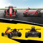 Elbil Go-kart 24V Röd Metall och Plast för Barn 8-12 År Elektrisk Bil med Driftläge och Musik Säkerhetsbälte Rolig Körning