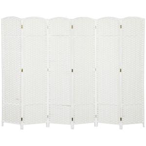 6-panels Rumsavdelare, Vikbar Sekretessskärm för Vardagsrum, Sovrum och Hemmakontor, Vit