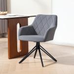 Matsalsstol Stoppad Stol med Armstöd Stålgrå av Sammetslook ve Metall för Kök ve Vardagsrum Köksstol i Retrodesign 58 x 60,5 x 79 cm