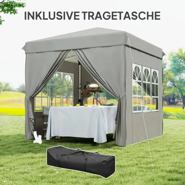 Trädgårdspaviljong Pop-up Partytält Ljusgrå 2,5 x 2,5 m
