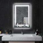 Badrumsspegel Väggspegel Silver av Glas och Aluminium för Badrum LED Belysning med Touch 50 x 70 cm