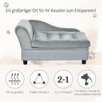Hundbäddsoffa med Förvaringsutrymme och Högt Ryggstöd upp till 15 Kg Plysch och Naturligt Trä Ljusblå 76 X 45 X 41,5 Cm