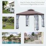 Paviljong med Ventilationstak och Myggnät Partytält med Dräneringshål Polyester och Stål Beige Svart 2,95 X 2,95 X 2,75 M