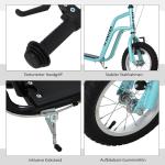 Sparkcykel med Luftdäck för Barn, Robust Skoter med Handbroms, Säker Körning på Alla Underlag, Blå, 120 x 58 x 75-80 cm, 5 år+