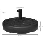 Parasollställ Paraplyfot Rund Paraplyhållare Svart av Plast för Balkong och Terrass Fyllbar Paraplyvikt 35 kg Ø 38/48 mm