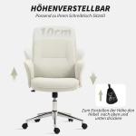 Kontorsstol Skrivbordsstol med Vippfunktion Gräddvit av Mikrofiber för Kontor och Arbetsrum Ergonomisk Snurrstol 120 kg 67 x 69 x 92-102 cm