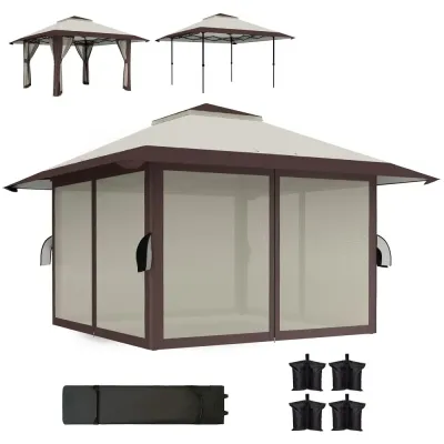 Gazebo – Hopfällbart Partytält och Meshväggar – 4x4 m