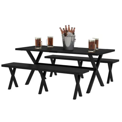 Öltältset Trädgårdsmöbler Svart av Trälook 180 x 80 x 73 cm