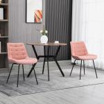 Matsalsstolar Köksstolar Set om 2 Rosa av Sammet och Stål för Vardagsrummet Retrodesign Stol med Ryggstöd