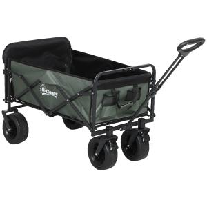 Hopfällbar Trädgårdsvagn Transportvagn med Avtagbar Presenning, 120 kg, 95 L, Grön
