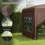 Lusthus Paviljong Pop-Up Partytält Kaffe Brun av Polyester och Metall för Trädgård och Camping Vattentåligt Gazebo med UV-Skydd 3 x 3 m