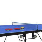 Bordtennisbord Pingisbord Blå av Stål och MDF för Inomhusbruk Hopfällbart med Nät och Hjul Spelset 274 x 152,5 x 76 cm