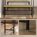 Matsalsset, Bord och 2 Bänkar, Industriell Design, Stålstomme, Trädekor/Svart