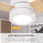 Takfläkt Taklampa med Fläkt och Belysning Vit av Plast och Metall för Vardagsrum och Sovrum Tyst Fläkt med Timer 48 W Ø112 cm