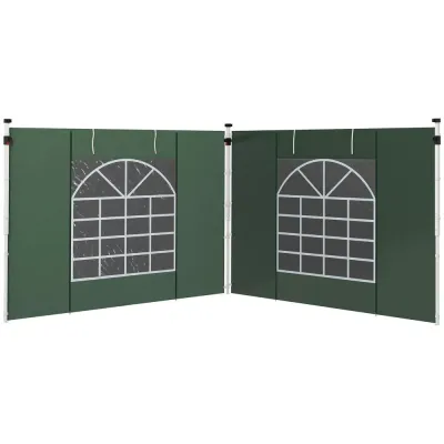 Sidoväggar Sidopaneler Set 2 för Paviljong Grön 3 x 3 m
