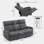 3-sits Soffa med Individuellt Justerbart Ryggstöd, Fotstöd och Tygklädsel i Metall, Grå