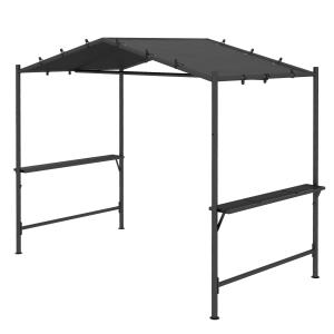 BBQ-tält med Grilltak, Väderbeständigt, Sidofickor, Mörkgrå, 277 x 149 x 230 cm