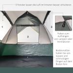 Kupoltält 3 Personer Polyester med Pinnar för Camping och Utomhusäventyr Grön 205 X 195 X 135 Cm