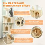 Katträd Extra Högt Beige Plysch och Sisal för Stora Katter 160 cm Klösträd med Flera Nivåer och Hängmatta Robust Lekplats med Koja och Stege Stabil