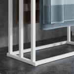 Handduksställ Badrumsställ Vit av Stål och Bambu för Badrum Fristående med 3 Handduksstänger Modern Design