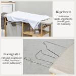Tvättkorg med Inbyggd Strykbräda och Tvättsäck på 57 L för Badrum Hållbar och Ergonomisk Natur Bambu 113 x 34 x 82 cm