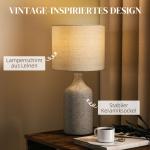 Bordslampa Keramik Sandbrun och Vit Tyg för Sovrum Sänglampa med Textilskärm och Stabil Fot Elegant Inredning och Mjukt Ljus 45 cm