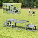 Agilityhinder Hund 3 Delar Grå Granträ för Hundträning Agilityset med Balansbro Plattform och Trappa Robust 117x50x56 cm