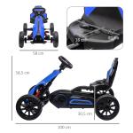 Trampbil Gokart Blå av Metall och Plast för Barn 3-8 År med Justerbar Sits och Handbroms Kettcar Rolig Utomhuslek