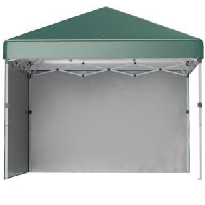 Lusthus Paviljong Pop-Up Partytält Grön av Polyester och Metall för Trädgård och Camping Vintertätt Tält med 2 Sidoväggar 3 x 3 m