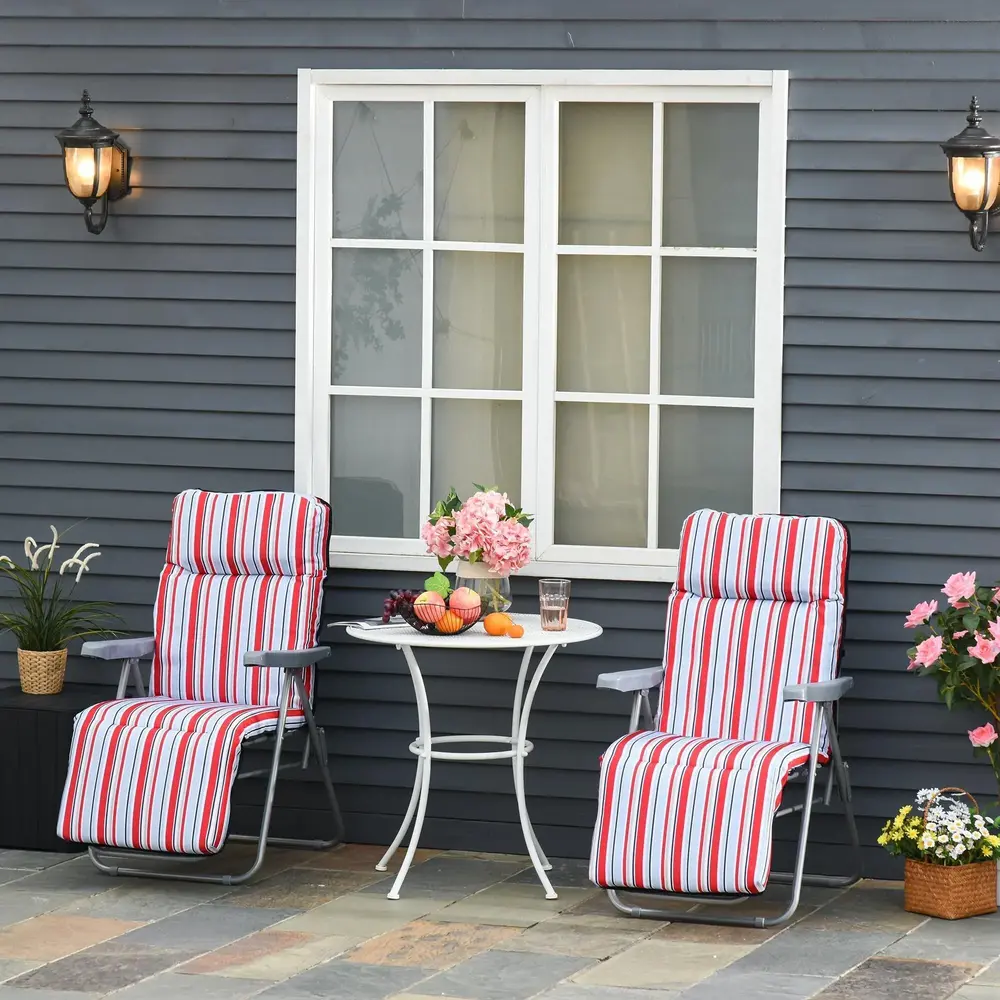 Hopfällbara Solstolar med Dynor 2-Pack 60 x 75 x 65-102 Cm