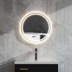 Badrumsspegel Väggspegel med Belysning Silver av Glas för Badrum och Sovrum Rund LED Spegel med Timer IP44 Ø60 cm