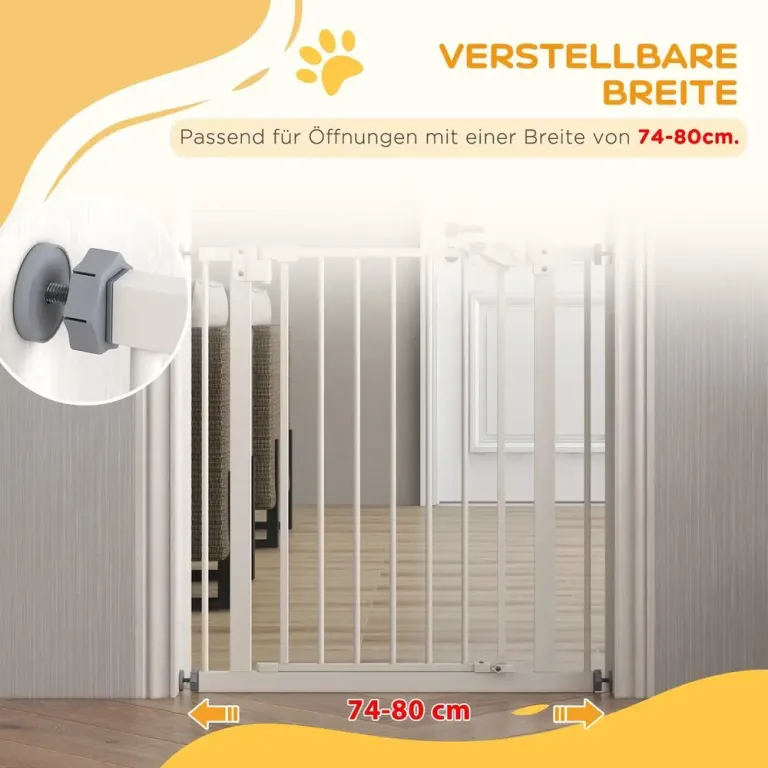 Säkerhetsgrind Trappgrind Spärrgrind Vit av Metall 74-80 cm
